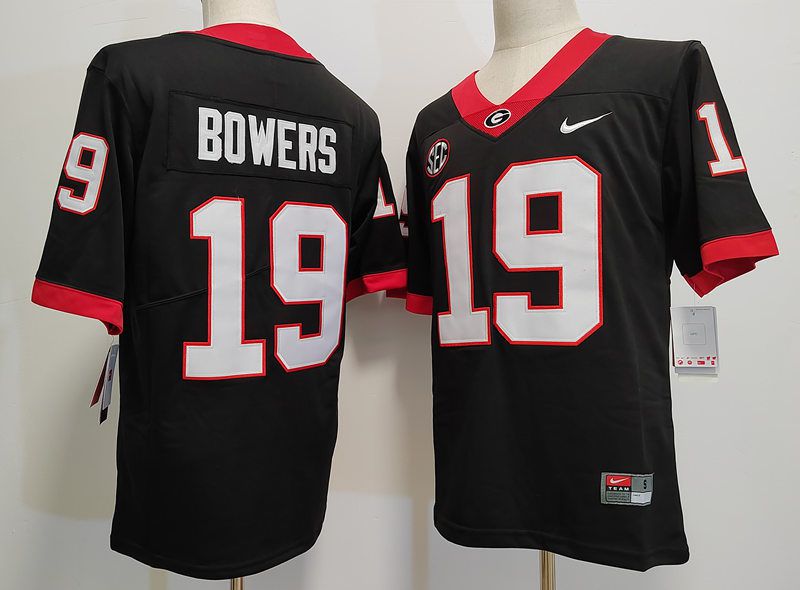 Men Georgia Bulldogs #19 Bowers Black Nike 2025 NCAA Jersey->ncaa teams->NCAA Jersey